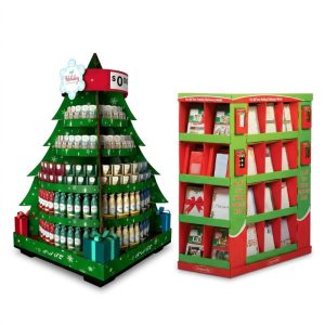 Custom Christmas Tree and Shelf Floor Display Stand