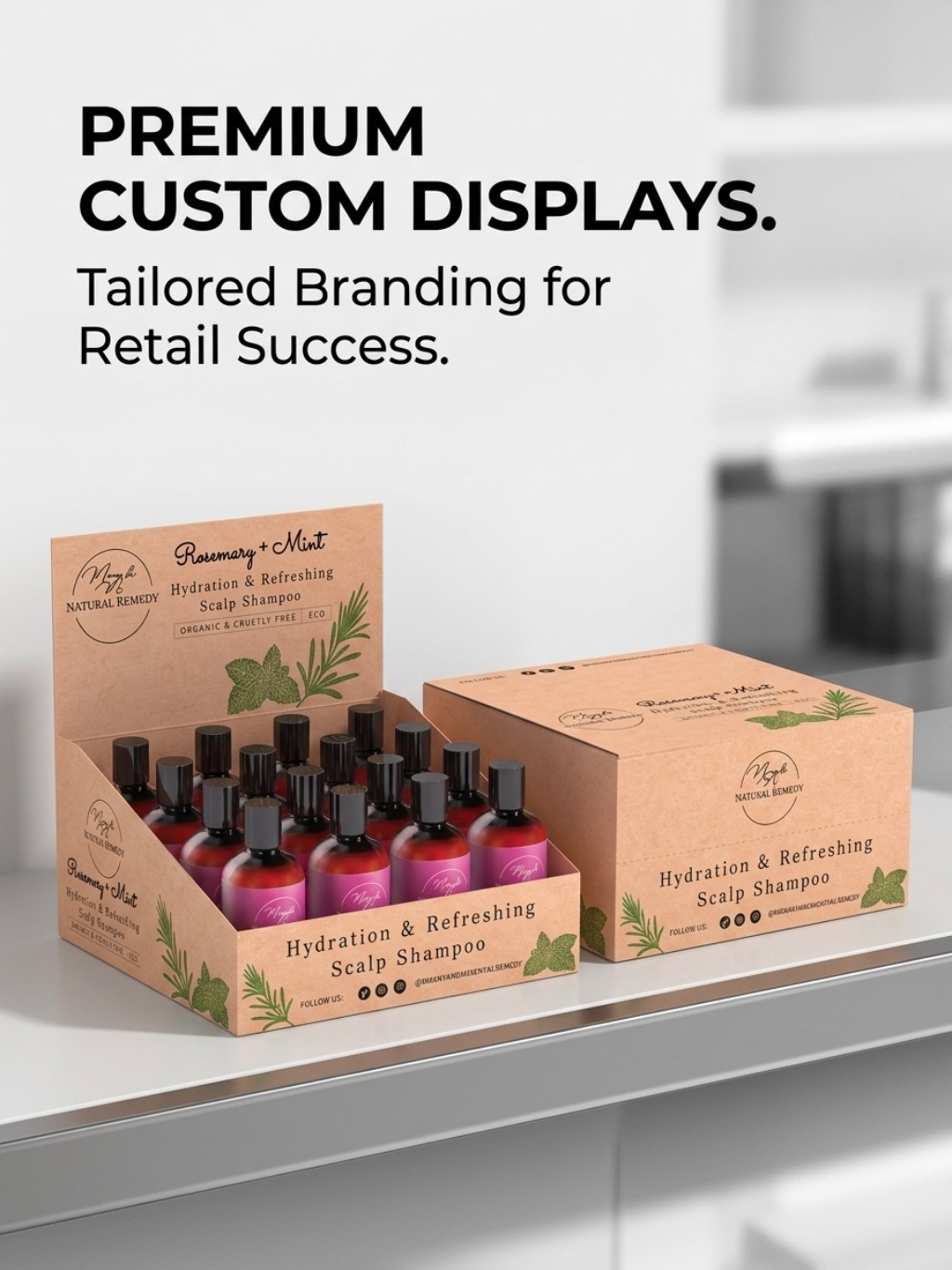 Custom Countertop Shampoo Bottle PDQ Display Box