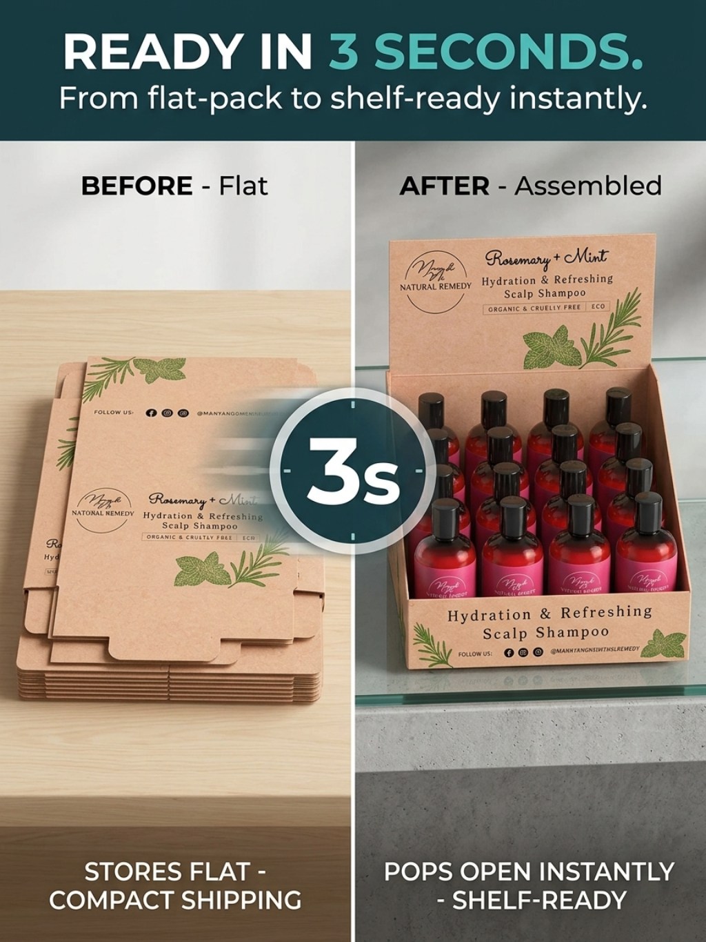Custom Countertop Shampoo Bottle PDQ Display Box