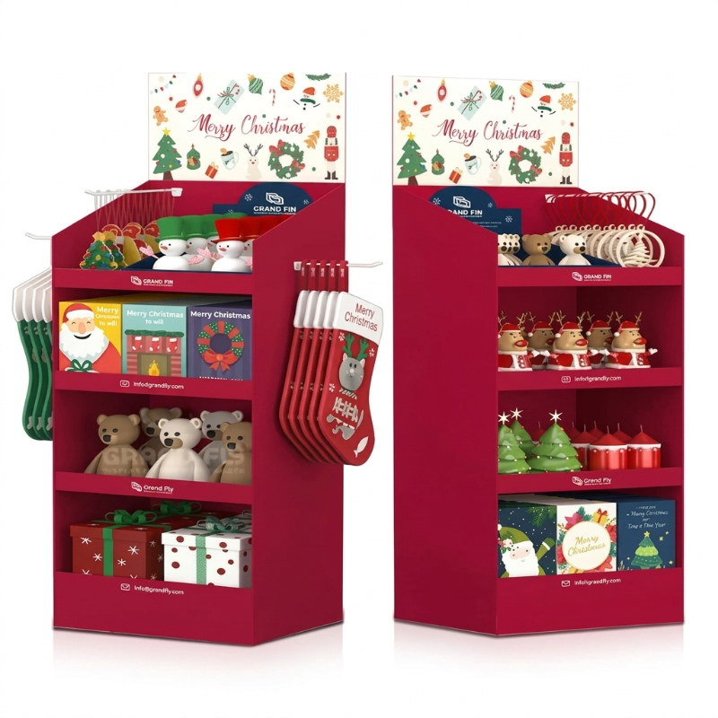 Custom 4-Tier Display Stand with Side Hooks
