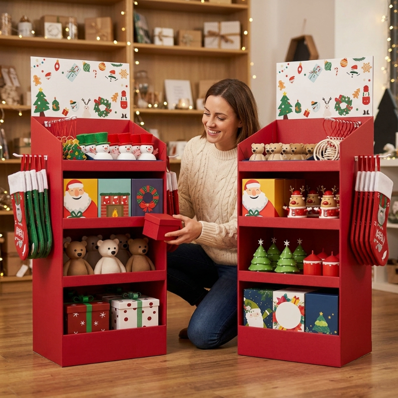 Custom 4-Tier Display Stand with Side Hooks