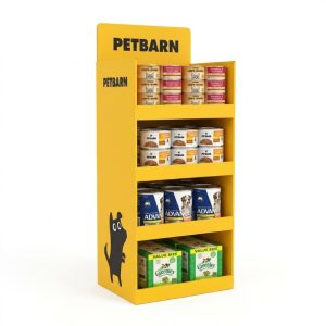 Custom 4-Tier Pet Product Cardboard Floor Display Stand