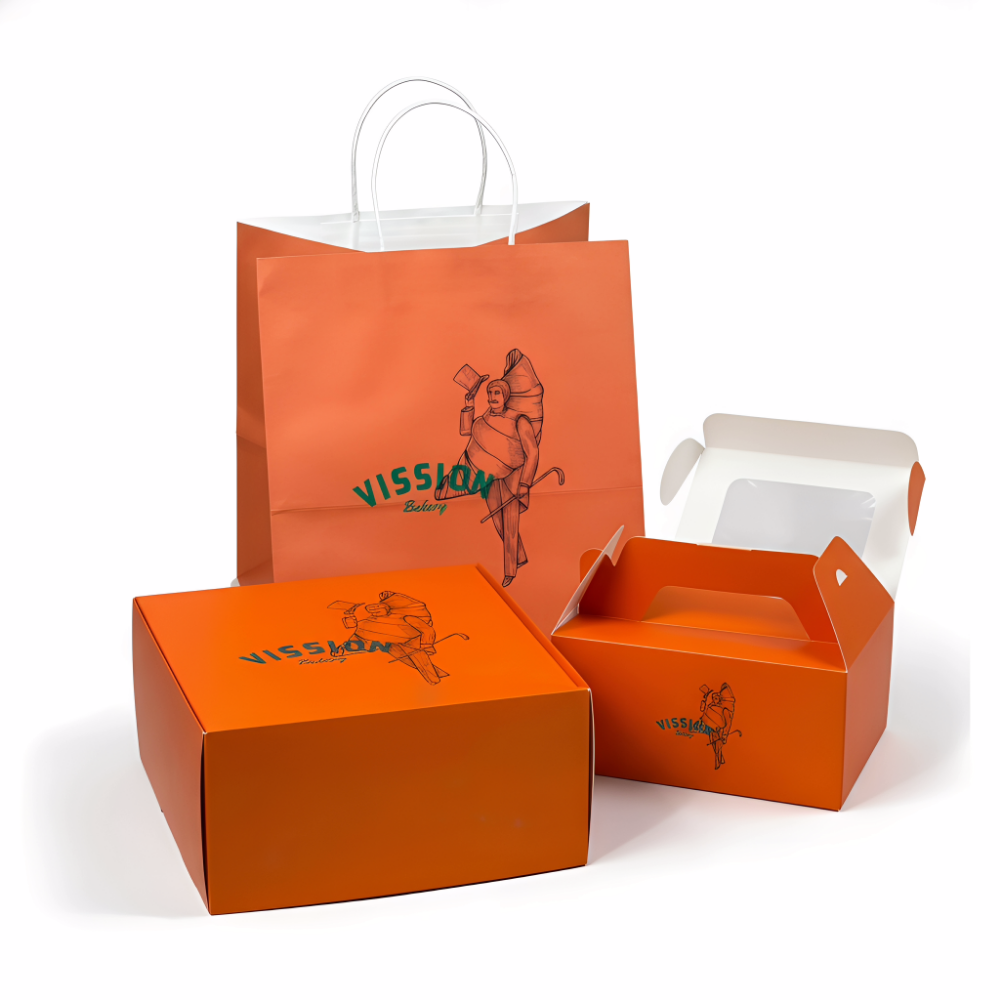 Custom Orange Clear Window Cake Box and Bakery Packaging Set - image 8