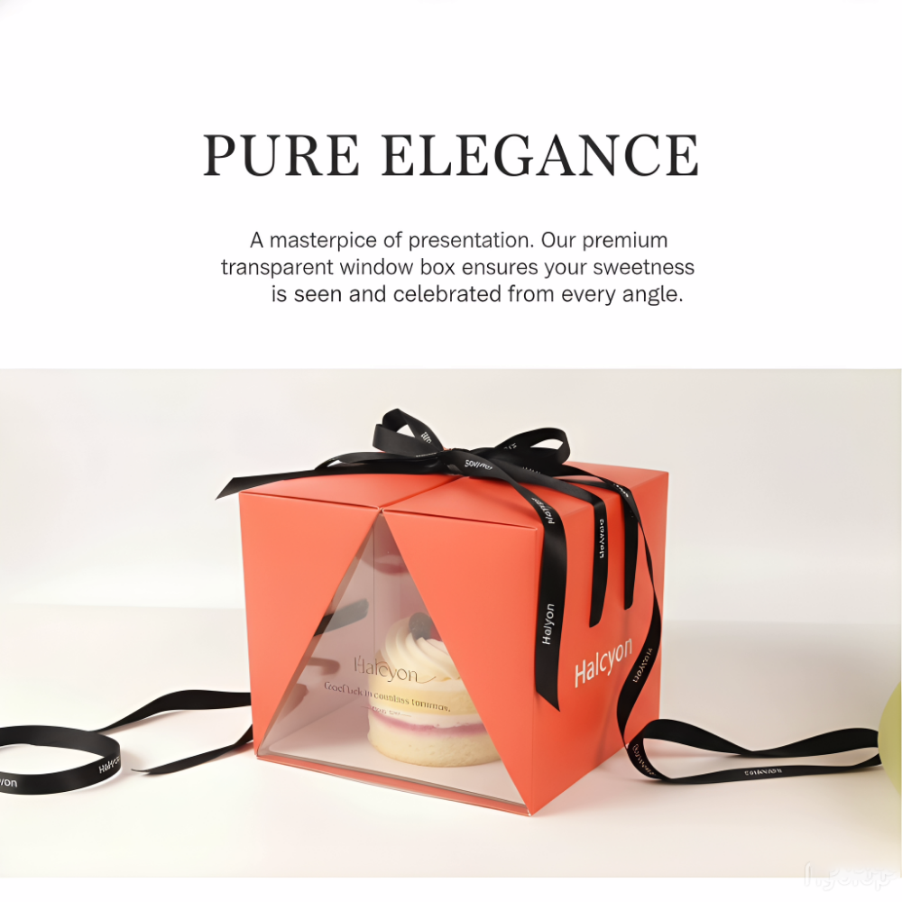 Custom Orange Clear Window Cake Box and Bakery Packaging Set - image 11