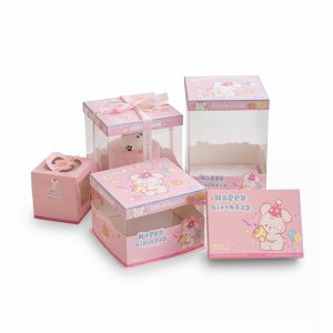 Custom Pink Clear Birthday Cake Box with Ribbon - image 12