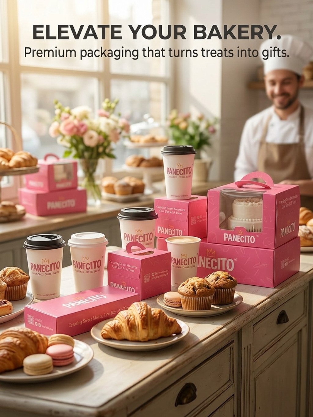 Custom Pink Cookie Box and Dessert Packaging Set