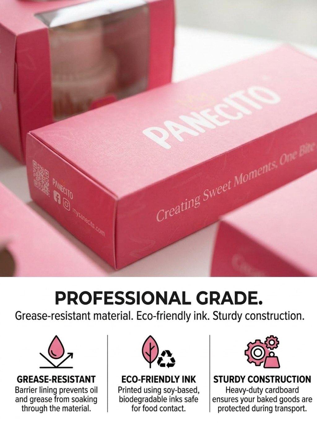 Custom Pink Cookie Box and Dessert Packaging Set