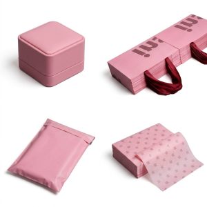 Custom Pink Paper Takeaway Bag and Food Box Set