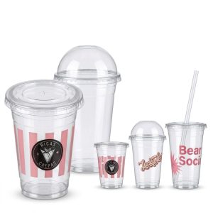 Custom Plastic Cups with Flat and Dome Lids