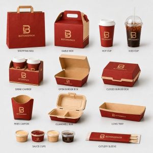Custom Red Fast Food Takeaway Packaging Set