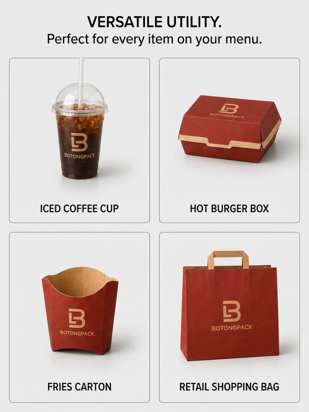 Custom Red Fast Food Takeaway Packaging Set