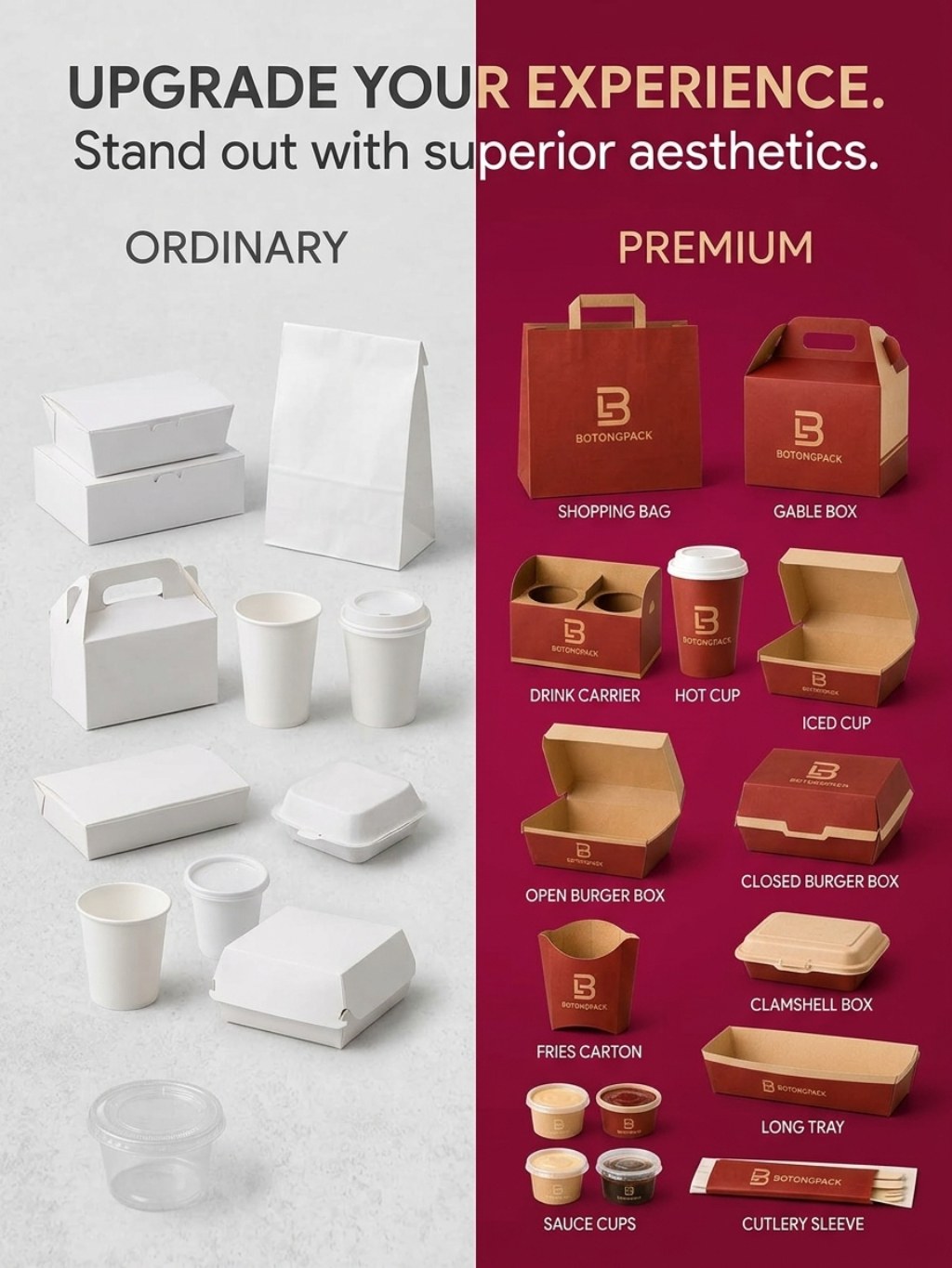 Custom Red Fast Food Takeaway Packaging Set