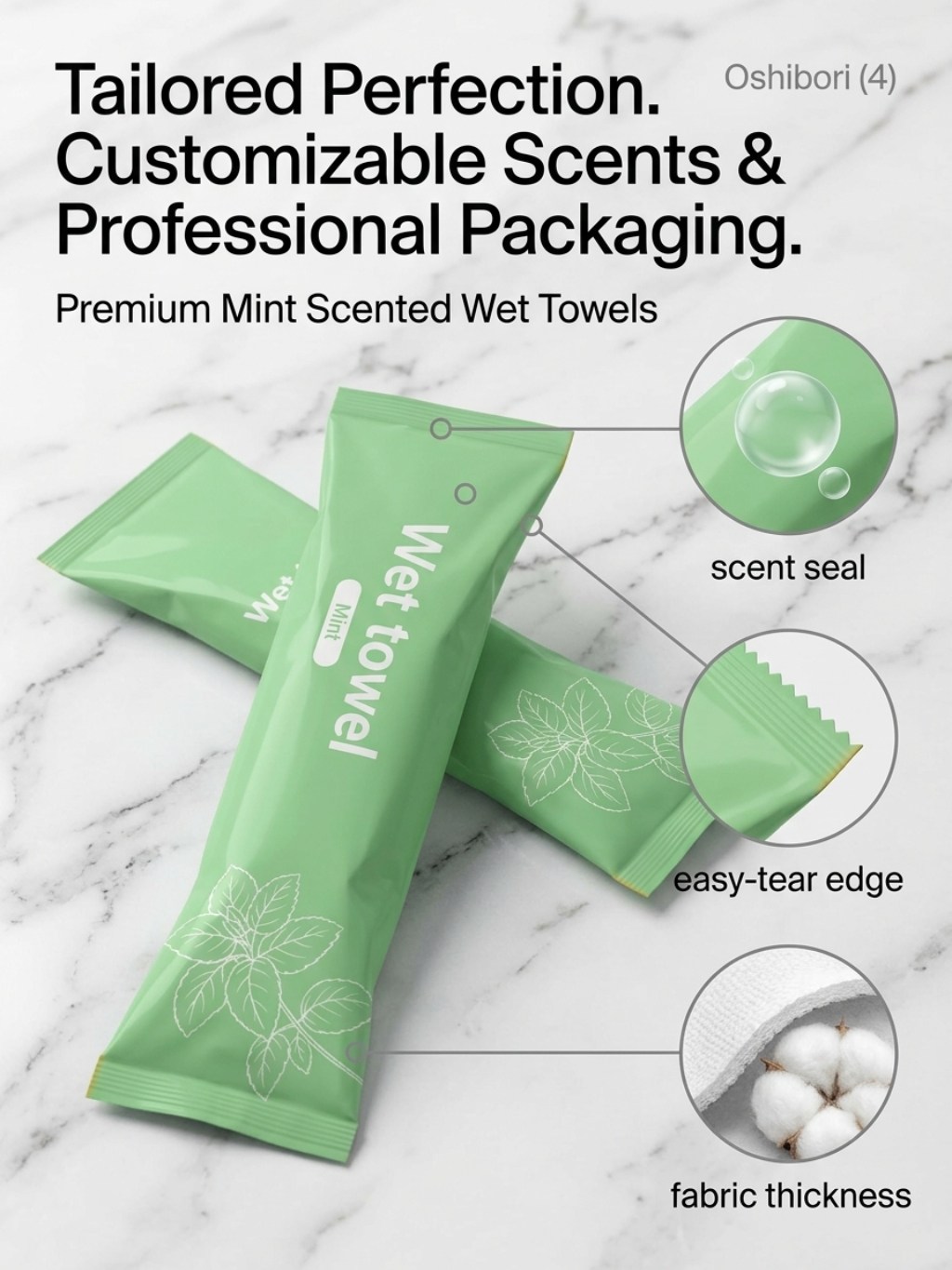 Mint Scent Individually Wrapped Wet Towels