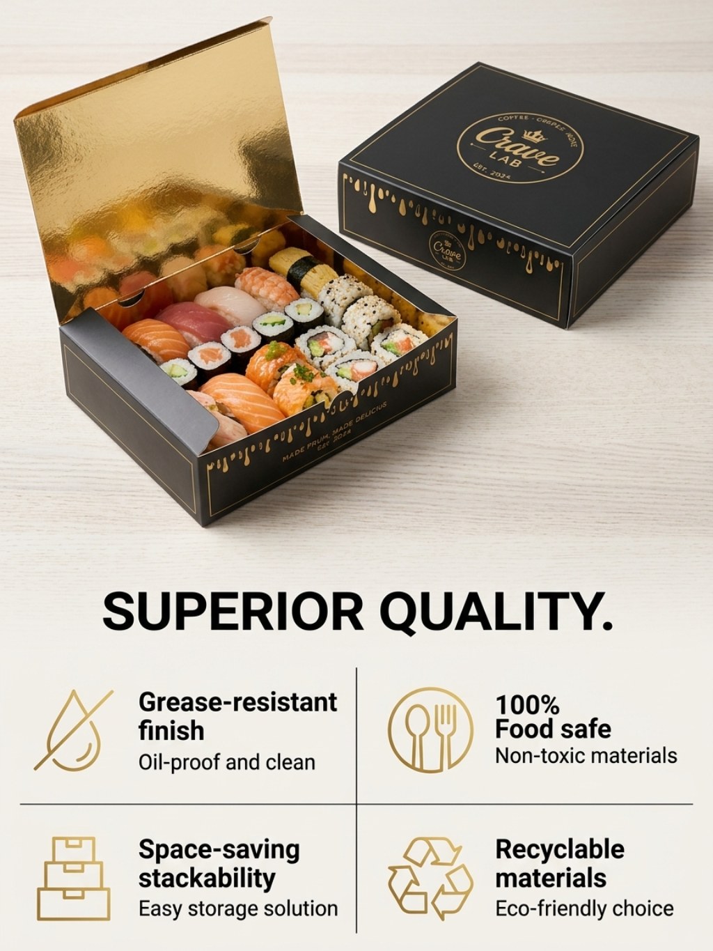 Premium Custom Sushi Takeaway Packaging Box Series